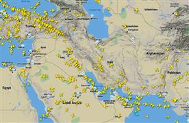 Reduction of flights over Iran